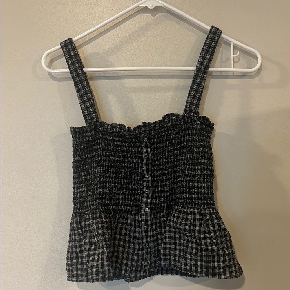 Black and White Checkered Women's Top